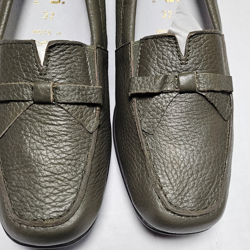 Vitaform Olive Green Leather Loafer Flats Bow Comfort Shoes Womens EU 37/US‎ 7 - Picture 10 of 16